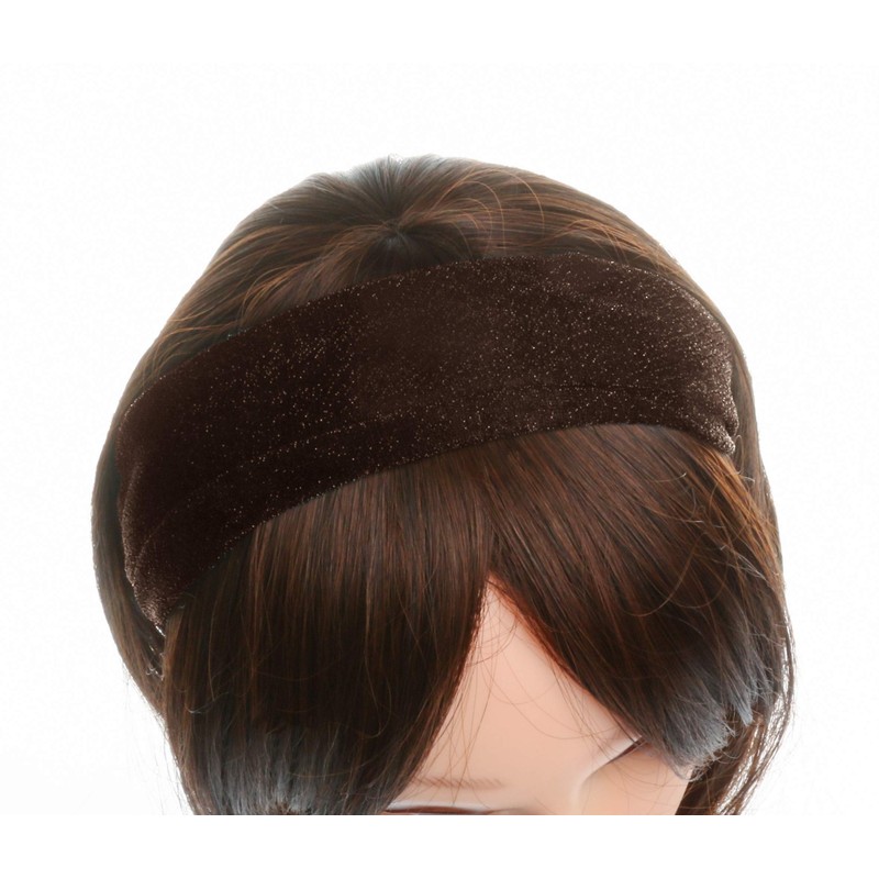 axy HB4A Vintage Headband with Glitter Threads Headband Hairband (Brown)