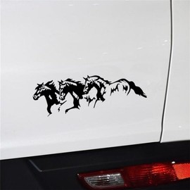 White Running Horses Self-Adhesive Decal Sticker Waterproof Decor for Car Vehicle Personalization Bumper Stickers, Decals