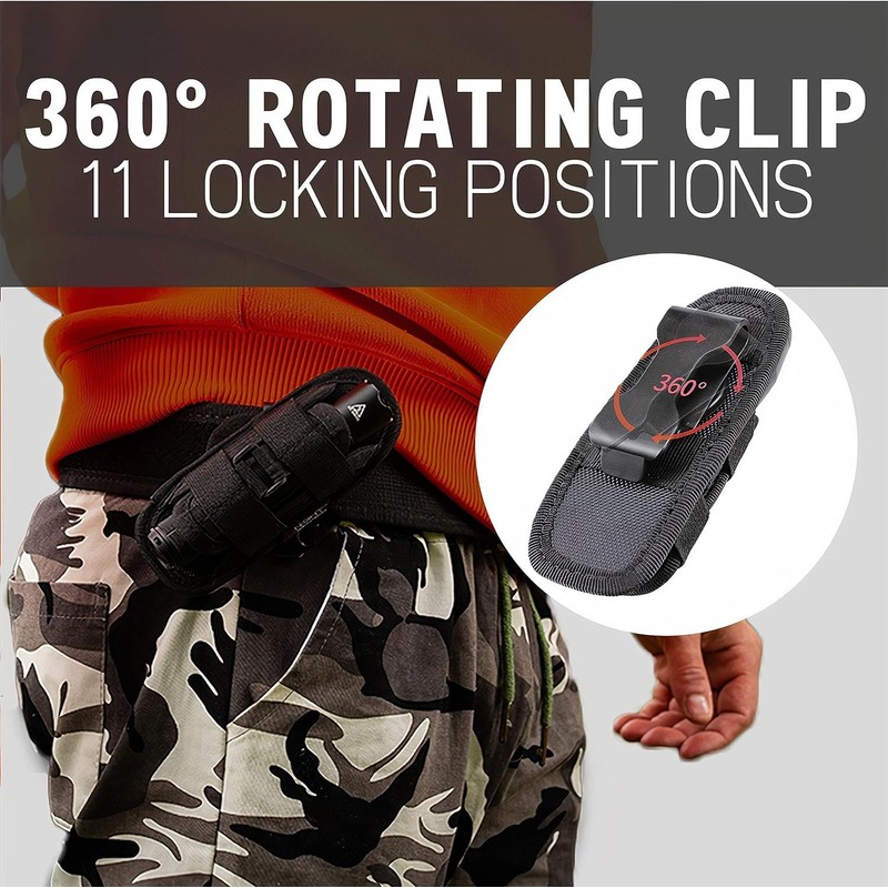 [2024] TH1 Tactical Flashlight Holster Duty Belt Pouch Open-end Stretchable