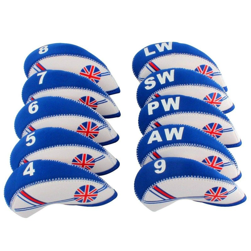 TOHMLAPE GOLF 10pcs UK Flag Patterned Neoprene Golf Club Wedge