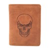 Hill Burry Genuine Leather Wallet Skull with RFID Protection, brown,