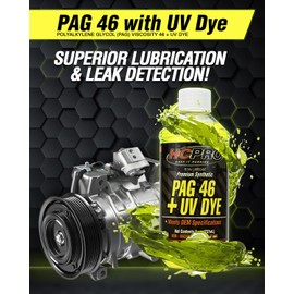 HCPRO PAG 46 UV Dye A/C Compressor Oil – High-Viscosity Leak Detection Lubricant for Auto A/C Systems, Professional-Grade PAG 46 Lubricant for Compressor Protection & System Maintenance (6)