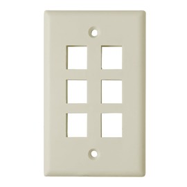 Keystone Wall Plate for 6 Jacks (Light Almond)