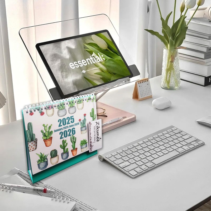 Cactus 2025-2026 Desktop Calendar Standing Flip 2024 Desktop Calendar, 5.9"