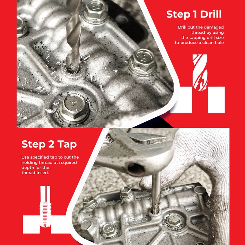 M8x1.25 Thread Repair Tool Helical Threaded Inserts Kit High Speed