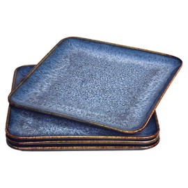 jinsongdafa Porcelain Dinner Plates set dessert salad dish Set of 4, Main Dish for Steak, Bread, Pasta, Salad, Microwave Oven and Dishwasher Safe, Scratch Resistant Reusable 7.5 INCH Square