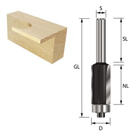 ENT 13573 Flush Cutter HW, Shaft (S) 8 mm, Diameter (D) 12 mm, NL 14 mm, GL 47 mm, SL 33 mm, with Ball Bearing End