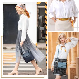 Bezioner Silk Scarf 100% Mulberry Silk Scarf Women's Silk Scarf Hair 68 x 68 cm Bandana Neckerchief Square Head Scarf Girls, Orange/Yellow/Blue