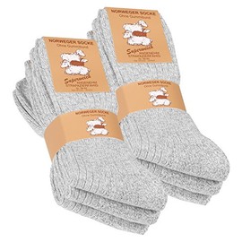 6 pairs of Mens Chunky Wool Socks, Norwegian Winter Socks with padded sole