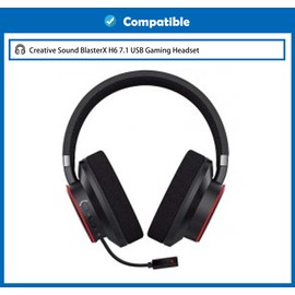 DowiTech Breathable&Durable Replacement Earpads Cushion Compatible with Creative Sound BlasterX H6 7.1 USB Gaming Headset Ear pads with Professional Fabric and Memory Foam