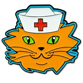 PinMart Cat with Nurse's Cap Nursing Medical Enamel Lapel Pin - 5 Pack