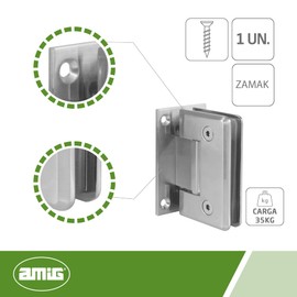 Amig - Model A Hinge for Shower Matte Nickel | High Quality 18/8 Stainless Steel for Glass Shower Doors | Adjustable 8-12 mm Glass Thickness, Zinc