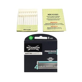 Wilkinson Quattro Titanium Sensitive 8 Heads + 20 Potassium Haemostatic Sticks - Professional Set for Reliable Shaving and Nourished Skin