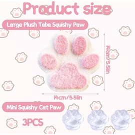 Pack of 2 Fufu Squishy Taba Squishy Cat Paws, 1 Large Plush Paw and 1 Mini Squishy Cat Paw Set (3 Pieces), Squishy Paw Squeeze Toy for Stress Relief for Children and Adults
