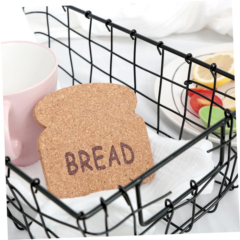 Ciieeo 1set Wooden Cup Pads Heat Resistant Cork Coasters Bread