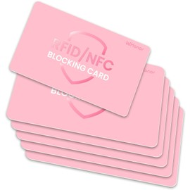 WHonor RFID Blocking Card 6 Pack, One Card Protects Entire Wallet/Purse, Debit Credit Card Protector, Anti-Theft Contactless NFC Blocker (Pink, 6 Pack)