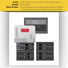 Generator Interlock Kit Compatible with Horizontal Main Cutler Hammer Only CH Series TAN Breaker 150 or 200 amp Panels, 1 1/2 Inch Spacing Between Main Circuit Breaker and Generator Circuit Breaker