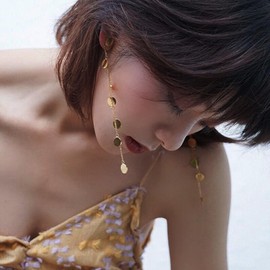 Gold Dangle Earrings for Women Long Prom Earrings | Vintage Circular Statement Chandelier Earrings Gold Tassel Fashion Jewelry Gifts