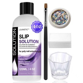 LOUINSTIC Poly Nail Gel Slip Solution - 4oz Slip Solution for Poly Nail Extension Gel, Anti-Stick Slip Solution for Nails, Brush Clean Liquid, Easy to Use, Beginners, Home Salon