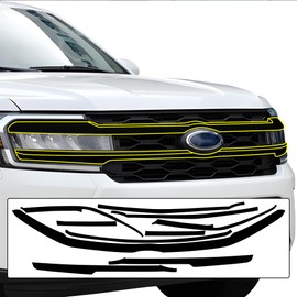 BOGAR TECH DESIGNS Middle Front Chrome Delete Overlay DIY Film Wrap Compatible with Ford Expedition Max 2022-2024, Gloss Black