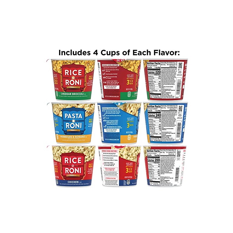 Rice-A-Roni Cups Individual Cup, 3-Flavor Variety Pack, 2.25 Oz (Pack