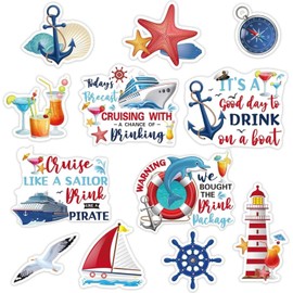 12Pcs Large Cruise Door Magnets Decorations - Cruise Door Magnetic,It's a Friends Trip Door Magnet Sticker - Fridge Refrigerator&Garage Cruise Ship Car Decor Funny Cabin Party (12PCS Red theme cruise)