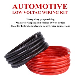SUNNAREPOON 2/0 AWG Battery Cable (12 Feet Black, 12 Feet Red) - 2/0 Gauge CCA Welding Wire with SC Connector Lugs & 3:1 Heat Shrink Tubes for Solar, Car, RV, Accumulator