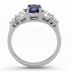 YourJewelleryBox Stainless Steel Sapphire Oval Marquise Dress Ring Simulated Diamond Size S TK1764PB