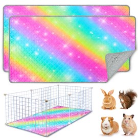 2 Pack Guinea Pig Bedding, Washable Guinea Pig Cage Liner Reusable Guinea Pig Mat Waterproof Guinea Pig Bedding for Cage, Super Absorbant Guinea Pig Pee Pads for Small Animals Hamster Rabbit Squirrel