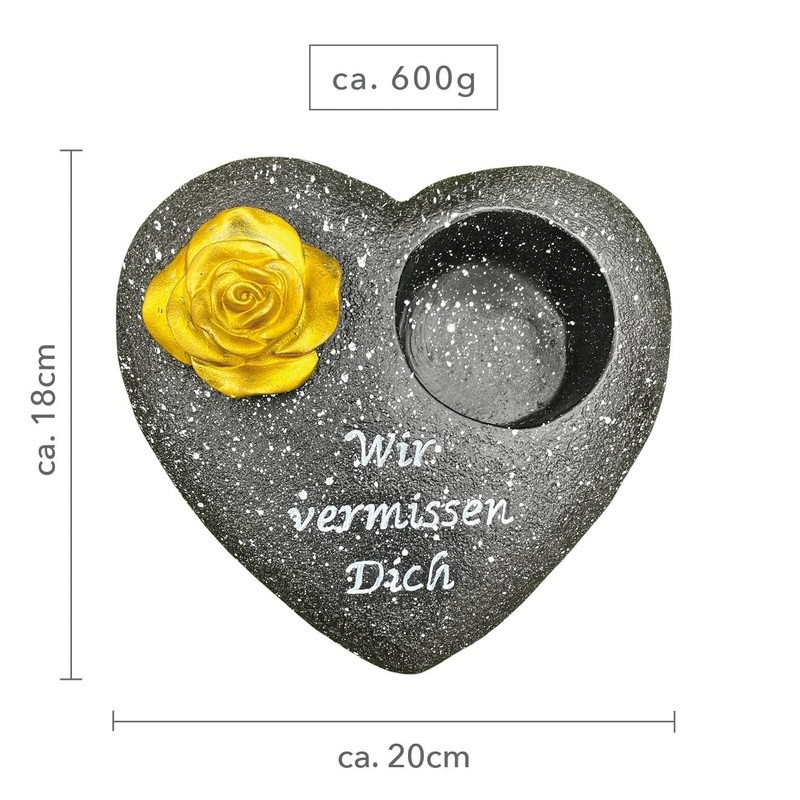 KELOPEST® Grave Ornament Heart in Stylish Stone Look – The