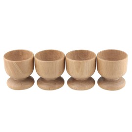 apollo THE HOUSEWARES 4 x Egg Cups -Easy Clean Beech Wood - Size 6x5.5cm - Light Brown