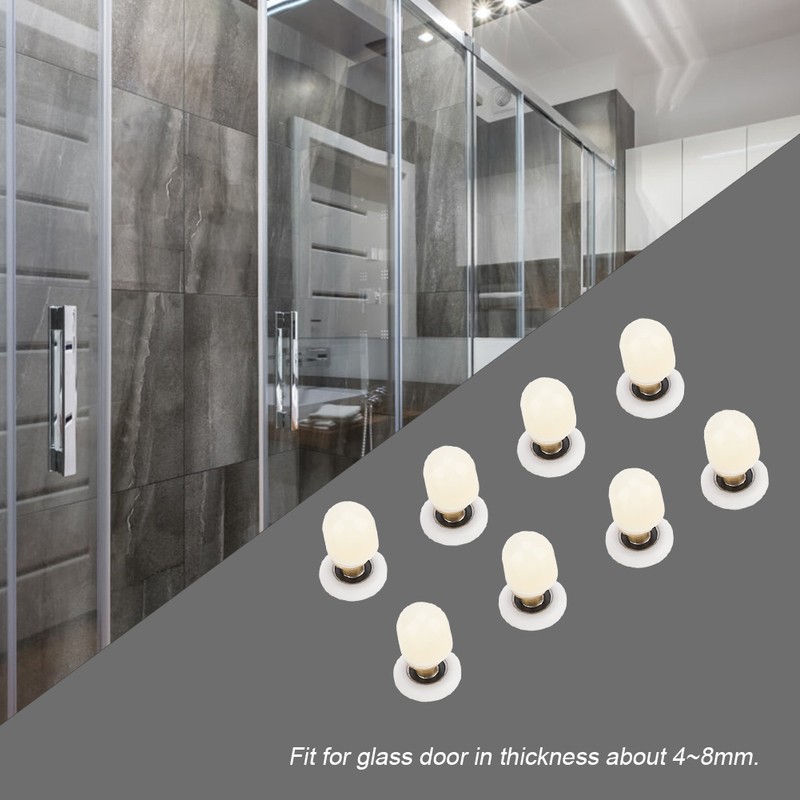 8pcs Brass ABS Sliding Glass Shower Door Rollers Runners Pulleys