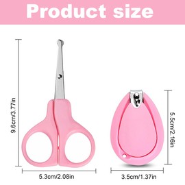 WMUVAZA Baby Care Nail Care, Pack of 2 Baby Nail Scissors and Nail Clippers, Nail Scissors for Babies and Children, Stainless Steel Baby Scissors Rounded Protective Case, Non-Slip Rubber Handle