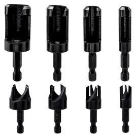 Bestgle 8 Piece Tang Drill Bit Set 1/4 Inch Hex Shank Wood Plug Cutter Drill Bit Set Round Shank Carbon Steel Claw Tapered Drill Bit Set Milling Cutter Wood Plug Bits for Woodworking
