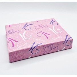 2 Sheets 16th Happy Birthday Celebrate Hooray Pink Female Wrapping Paper Age 16 Birthday Ladies Giftwrap (PA)