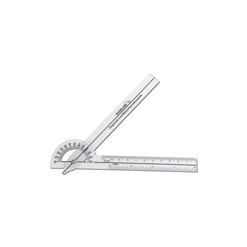 Baseline 12-1005 180 Degree Clear Plastic Pocket Goniometer, 6" Length