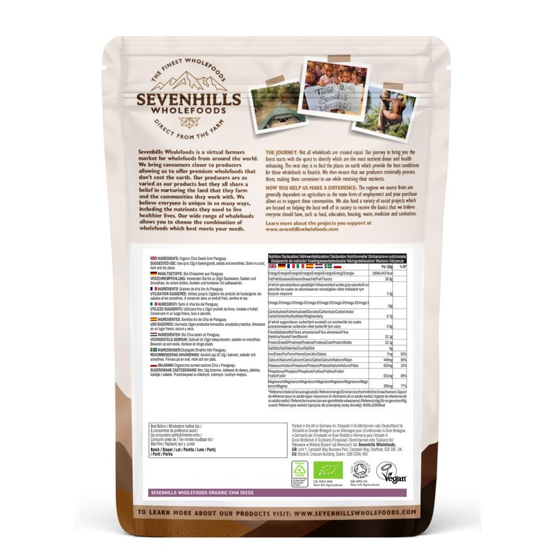 Sevenhills Wholefoods Organic Raw Chia Seeds 400g