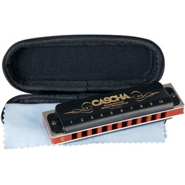 CASCHA Professional Blues Harmonica, Key of C with Case and Cleaning Cloth, Black (HH 2025)