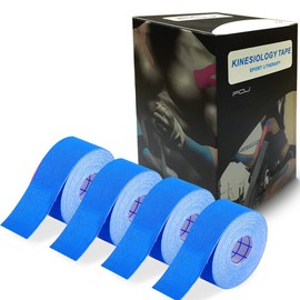 Kinesiology Tape, For Muscles, Joint Support, Stretchable, Sweatproof, Performance Enhancing, 2 Rolls, 1.0 inch x 16.4 ft (2.5 cm x 5 m)