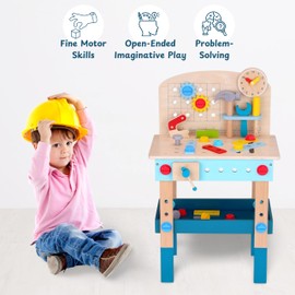 TOYSTER'S Wooden Kids Workbench Toy with Tools and Interactive Accessories