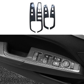 ruihe 4pc Carbon Fiber Color Automobile Door Window Control Panel Cover Molding Door Lock Switch Trim Fit for Hyundai Elantra 2017 2018 2019 2020 North American Version (Rear Door has seat Heating)