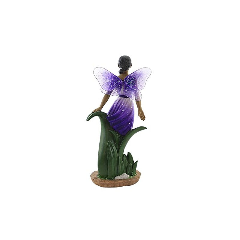 United Treasures Ebony 9.5" Fairy Flying in Purple Figurine, Hand-Painted