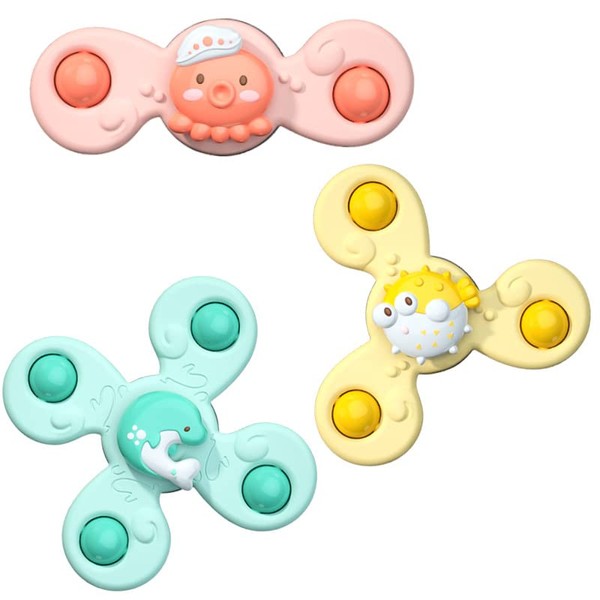 3pcs Sea Animals Baby Spinner Toys with Suction Cups -