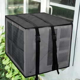 Luxiv Newest Design Mesh Window Air Conditioner Cover Outdoor, Support Window AC Unit Work Use for Outside Window AC Insulation Black Dust-Proof Waterproof Cover (Black, 25.5Wx20.5Dx18H)