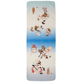 YamamotoJin Shoten Japanese Miscellaneous Goods Kyoto Accessories Ukiyo-e Hand Towel, Double Gauze Hand Towel, Octopus and Fugu (Kuniyoshi), Approx. 12.6 x 35.0 inches (32 x 89 cm)