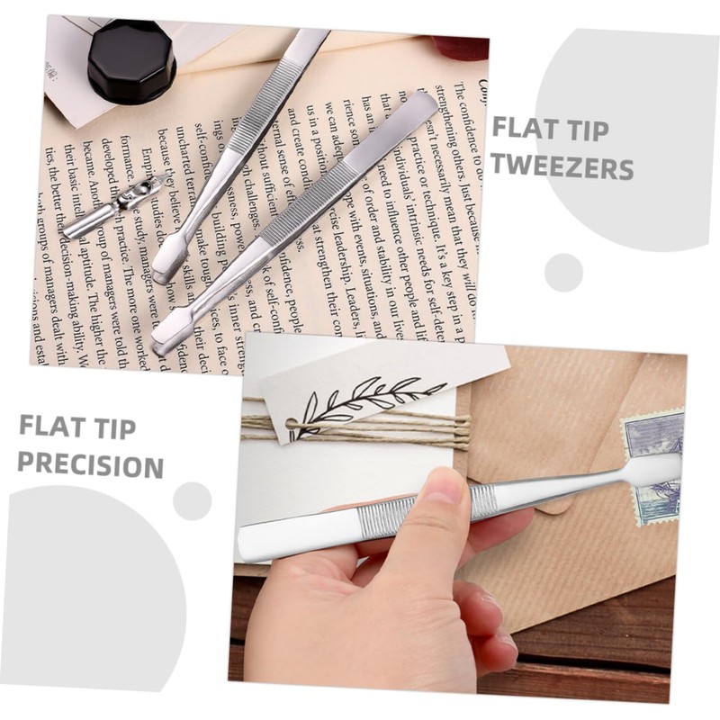 OATIPHO 4pcs Stainless Steel Stamp Grip Tweezers Precision Handling Tools