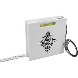Azeeda 'Art Nouveau Iris Flower Motif' Keyring Tape Measure/Spirit Level Tool (KM00038770)