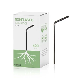 400 Pack Biodegradable Straws, Flexible Drinking Straw, PLA, Plasticless, Black Compostable Straws, Alternative to Paper/Plastic Drinking Straws, o1brand