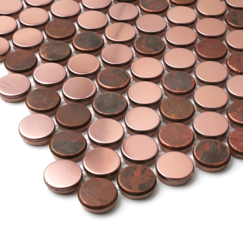 Blujellyfish Copper Penny Round Tile Wall Backsplash Accents Penny Round