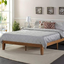 ZINUS Alexia Wood Platform Bed Frame / Solid Wood Foundation / No Box Spring Needed / Wood Slat Support / Easy Assembly, Rustic Pine, Queen